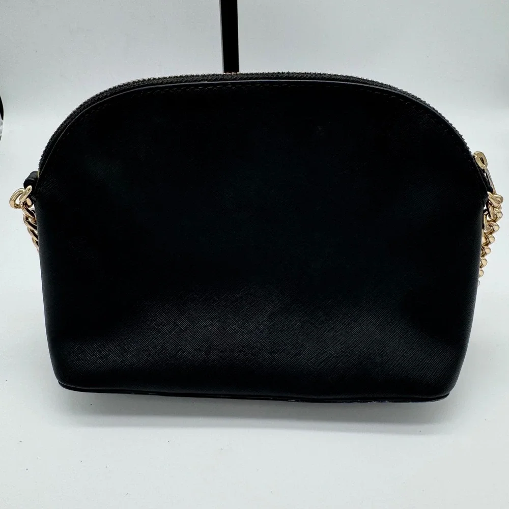 Michael Kors Emmy Black Saffiano Leather Dome Crossbody Bag 9x7 Chain Strap